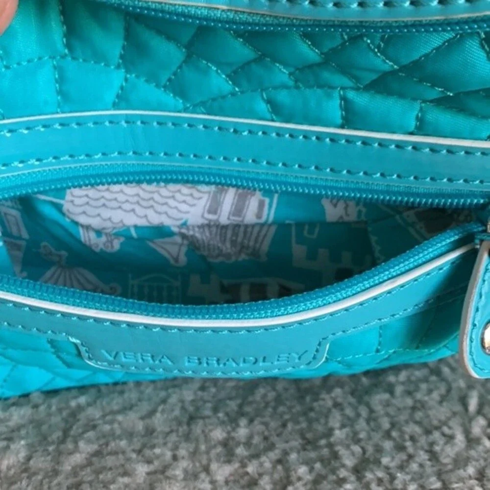 Vera Bradley NWT Turquoise Quilted Patent Leather Detail Hobo Shoulder Bag